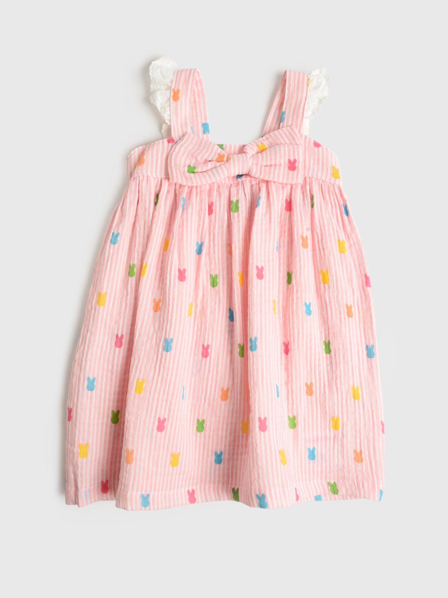 Rufflebutts Girls' Cotton Gauze Flutter Bow Woven Dress - Saint Bernard