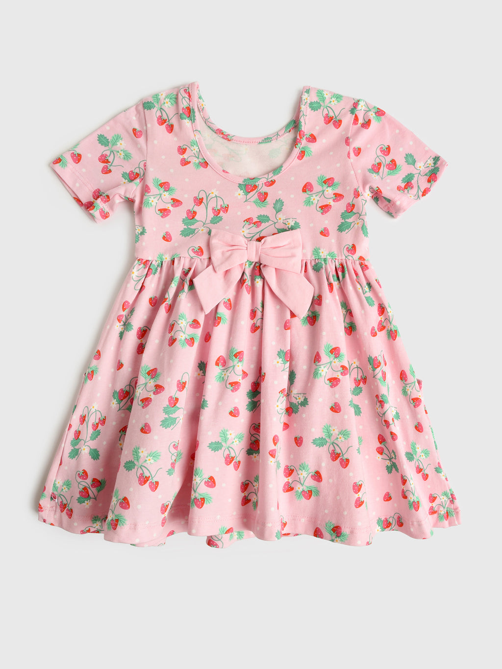 Rufflebutts Girls' Short Sleeve Knit Twirl Dress - Saint Bernard