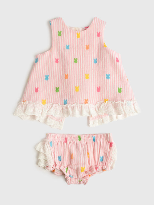 Rufflebutts Baby Girls' Cotton Gauze Swing Top + Bloomer Set