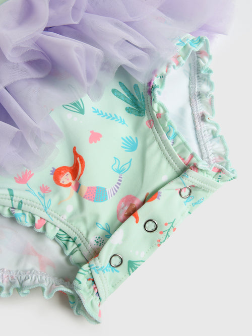 Rufflebutts Baby Girls' Tulle Skirted Onesie Rash Guard