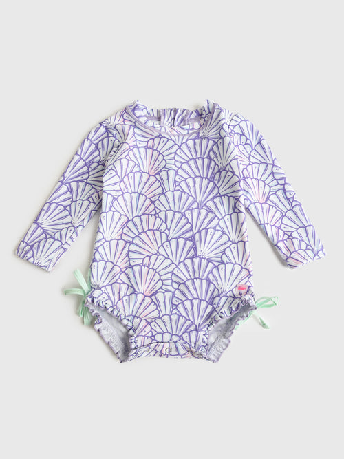 Rufflebutts Baby Girls' Long Sleeve Onesie Rash Guard