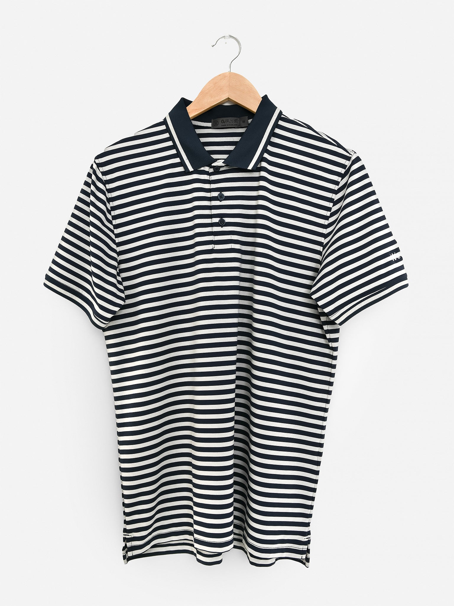 G/FORE Men's Weekend Perforated Stripe Tech Jersey Polo - Saint Bernard