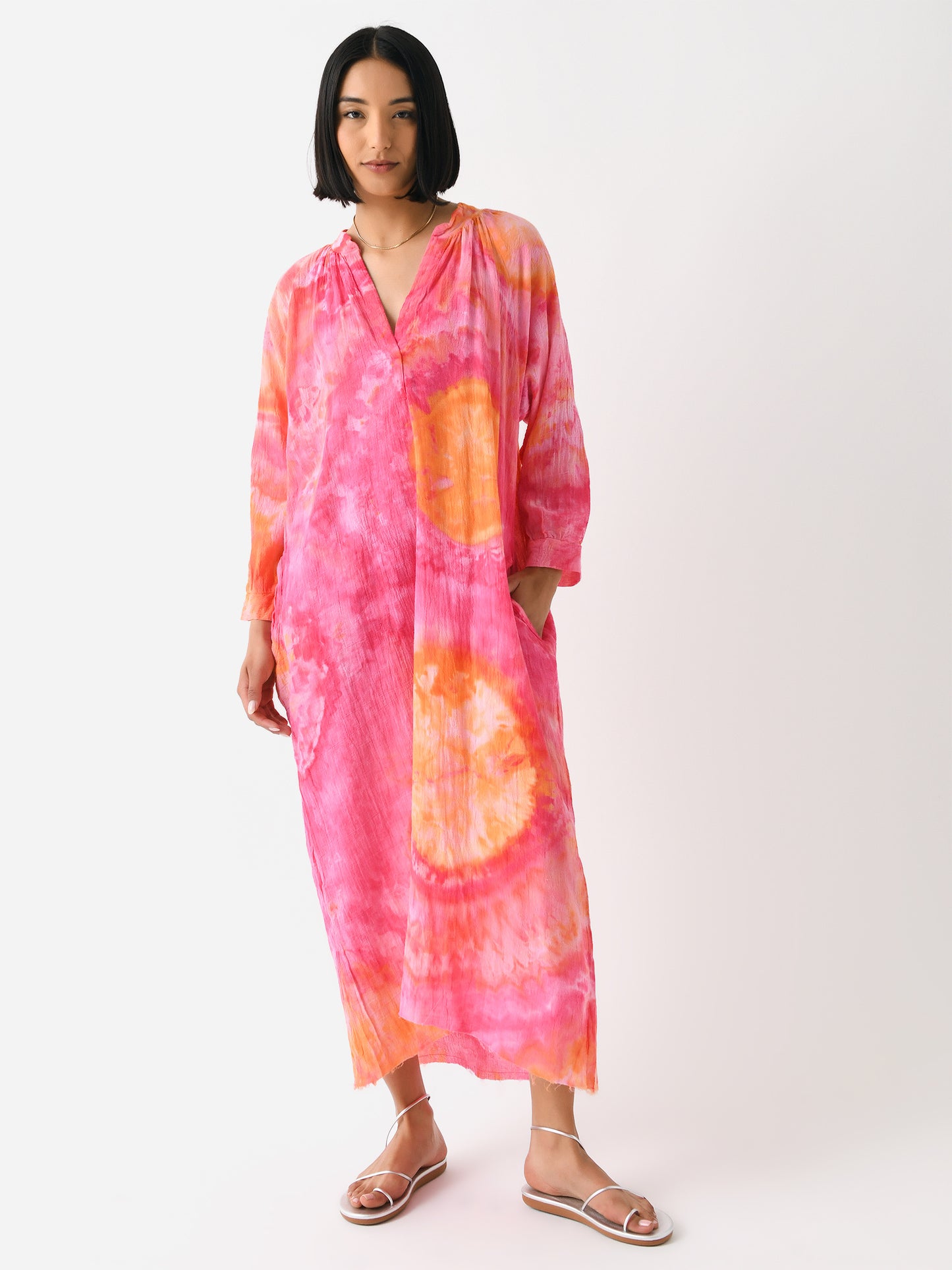 LoveTanJane Women's Gauze Peasant Maxi Dress - Saint Bernard