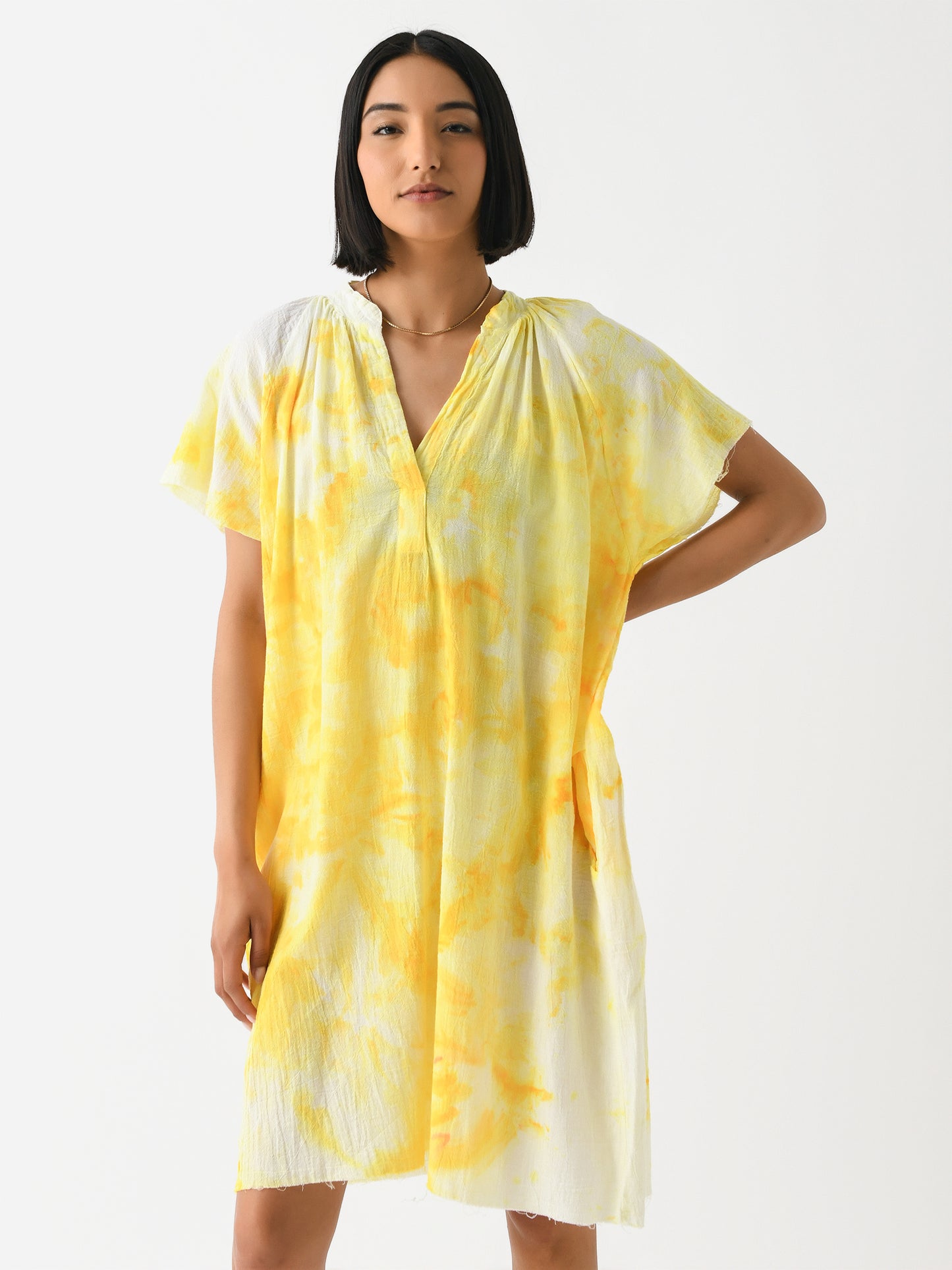 LoveTanJane Women's Gauze Peasant Mini Dress - Saint Bernard