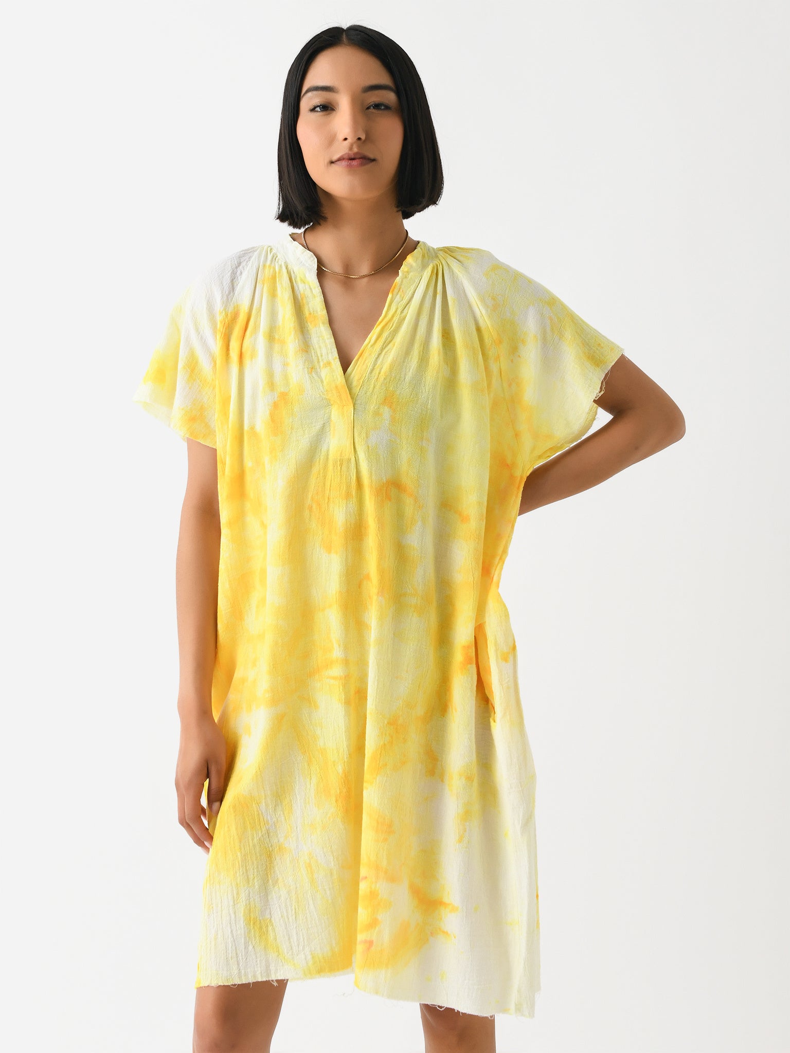 LoveTanJane Women's Gauze Peasant Mini Dress - Saint Bernard