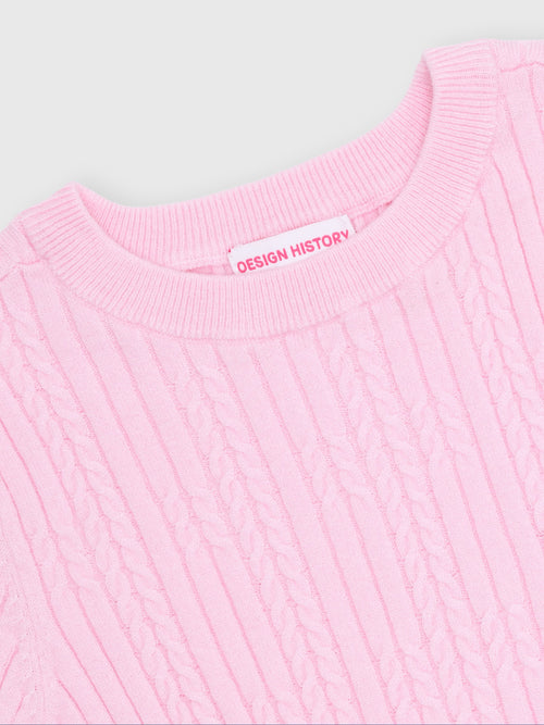 Design History Girls' Cable Knit Sweater - Saint Bernard