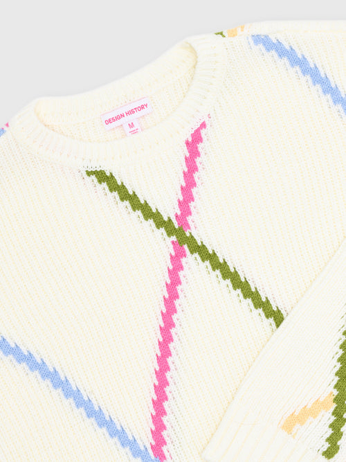 Design History Girls' Argyle Grid Sweater - Saint Bernard
