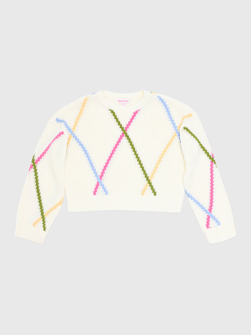 Design History Girls' Argyle Grid Sweater - Saint Bernard