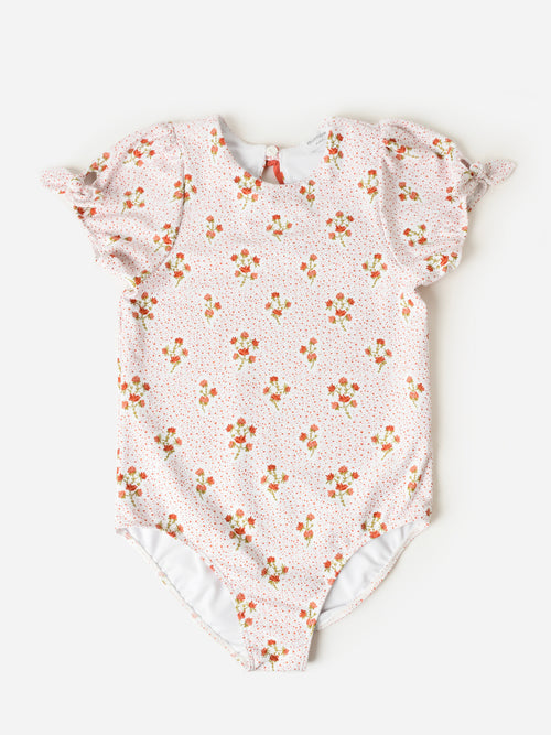 Minnow Girls' Puff Sleeve One-Piece Swimsuit