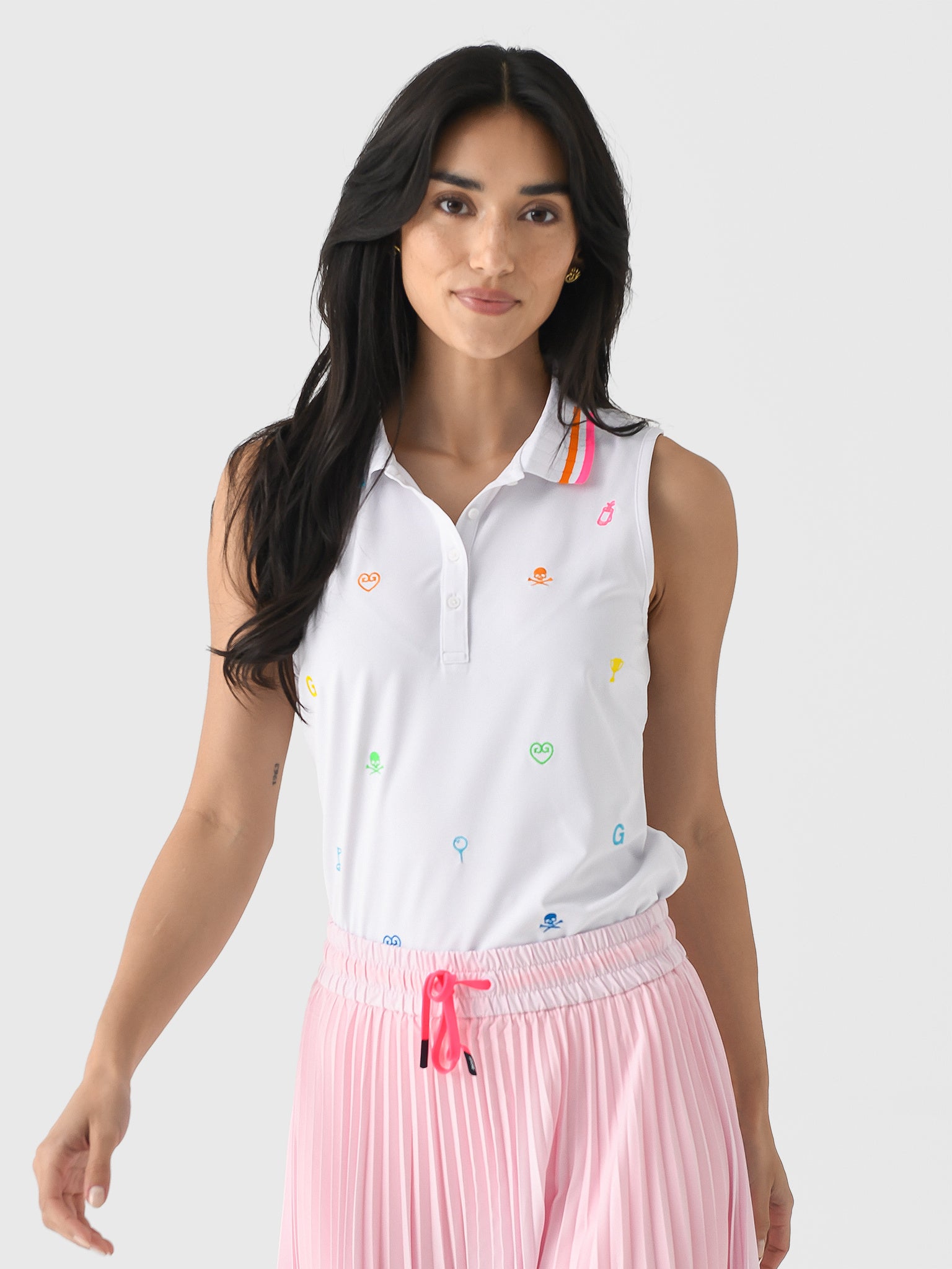 G/FORE Women's Embroidered Tech Piqué Sleeveless Polo - Saint Bernard