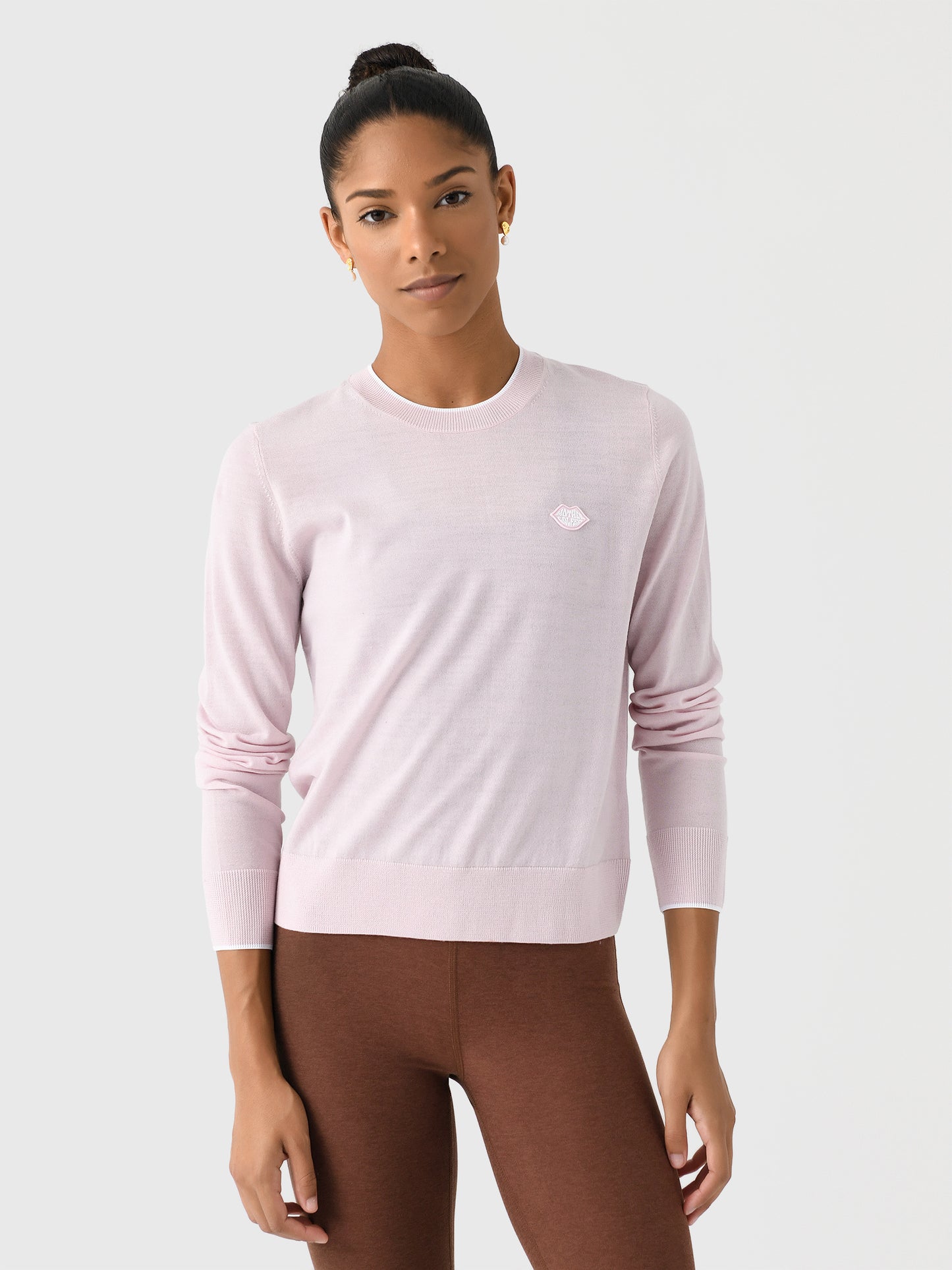 G/FORE Women's Tipped Mother Golfer Merino Wool Crewneck Sweater - Saint Bernard