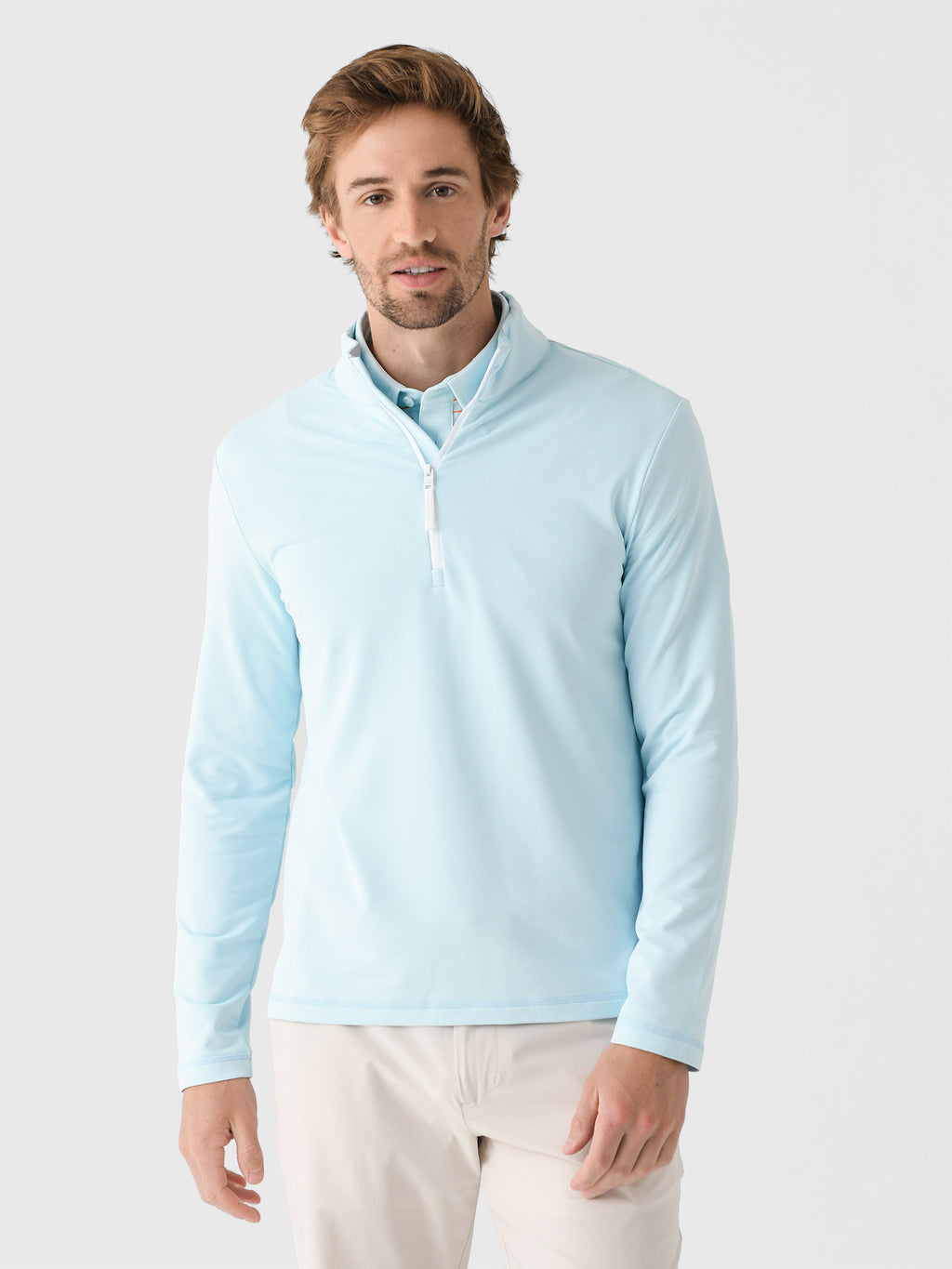G/FORE Men's Brushed Back Tech Terry Quarter Zip Pullover - Saint Bernard