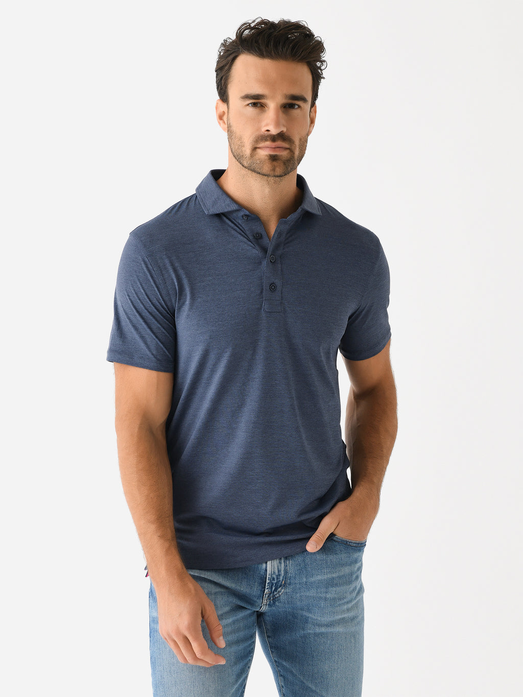G/FORE Men's Mélange Ice Nylon Polo - Saint Bernard
