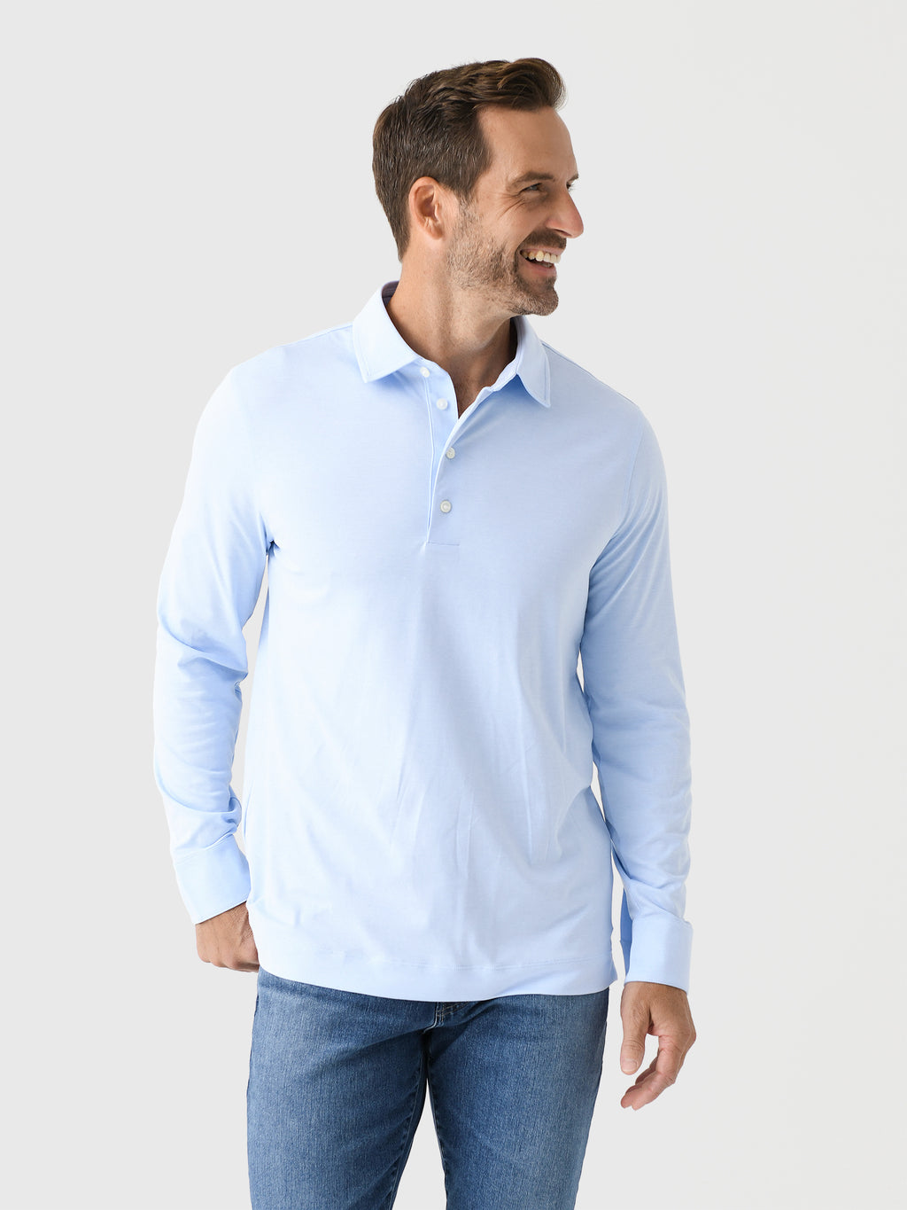 G/FORE Men's Luxe Cotton Blend Long Sleeve Polo - Saint Bernard