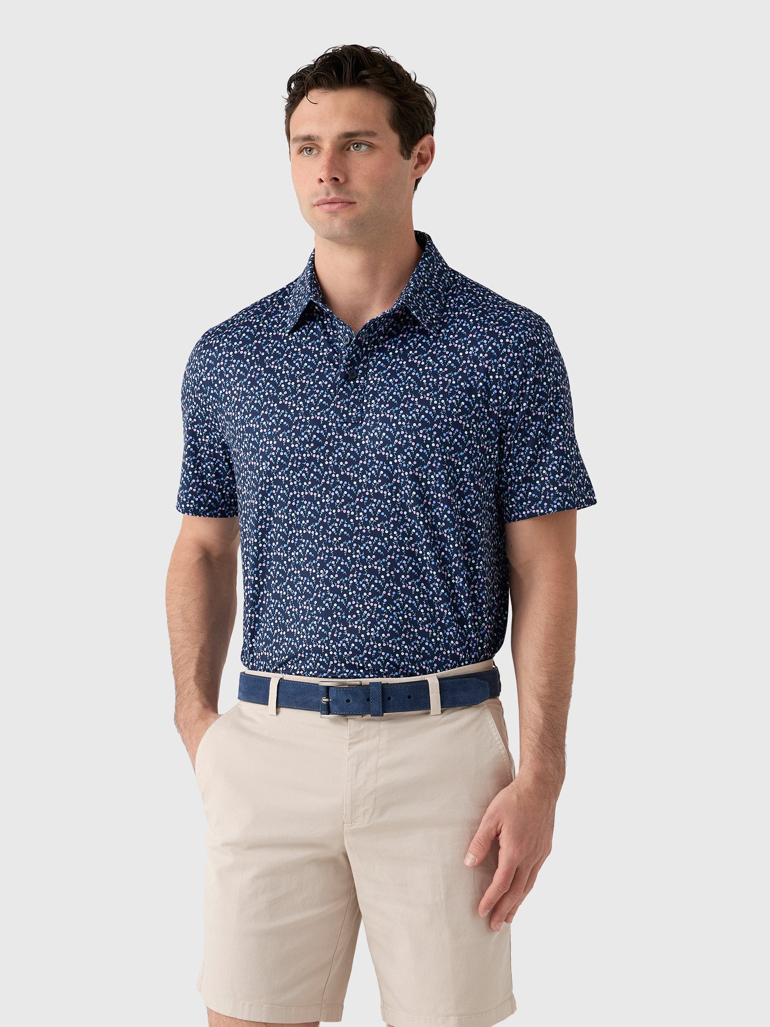 G/FORE Men's Aye Poppy Tech Jersey Polo - Saint Bernard