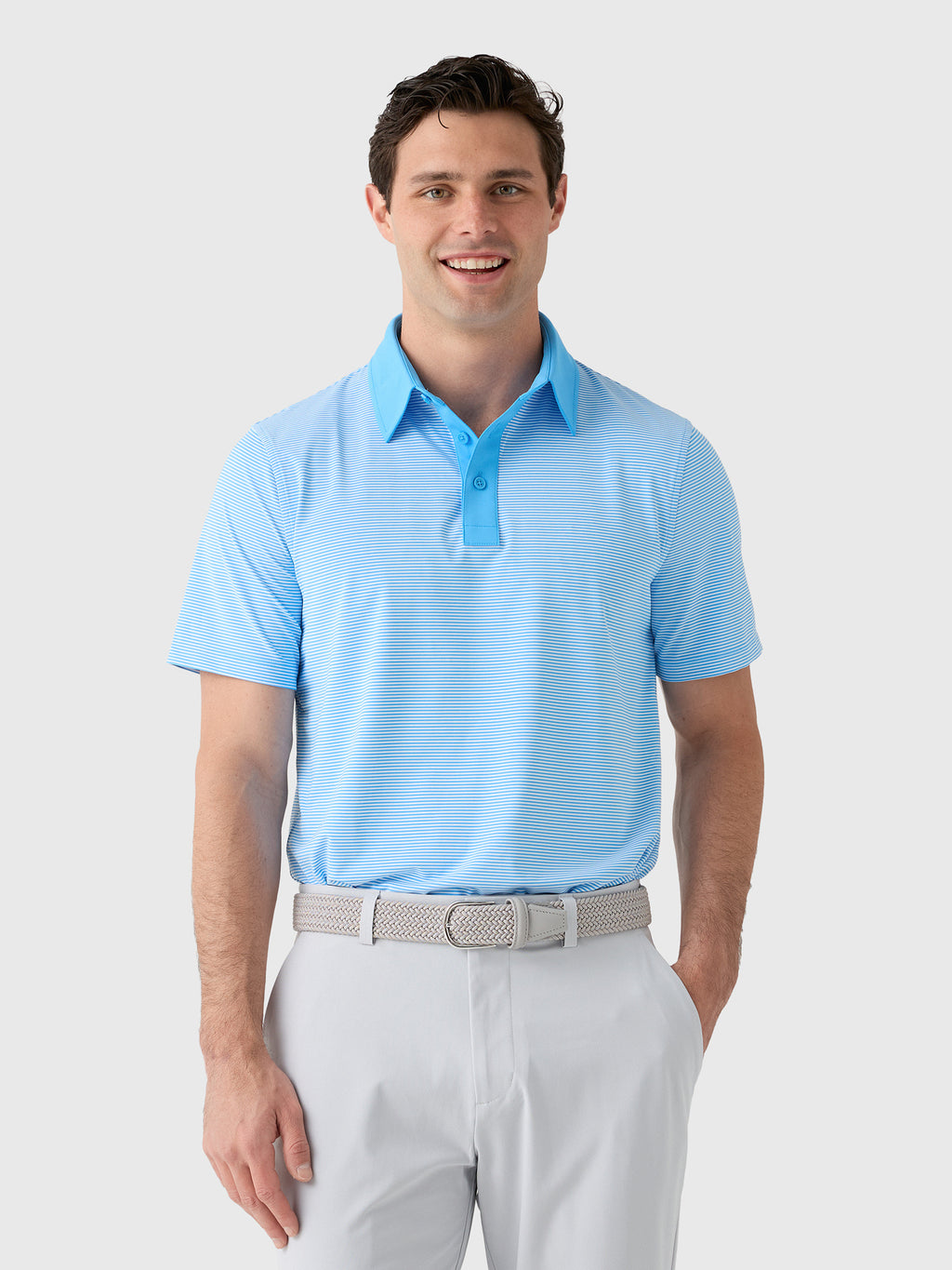 G/FORE Men's Feeder Stripe Fine Tech Jersey Polo - Saint Bernard