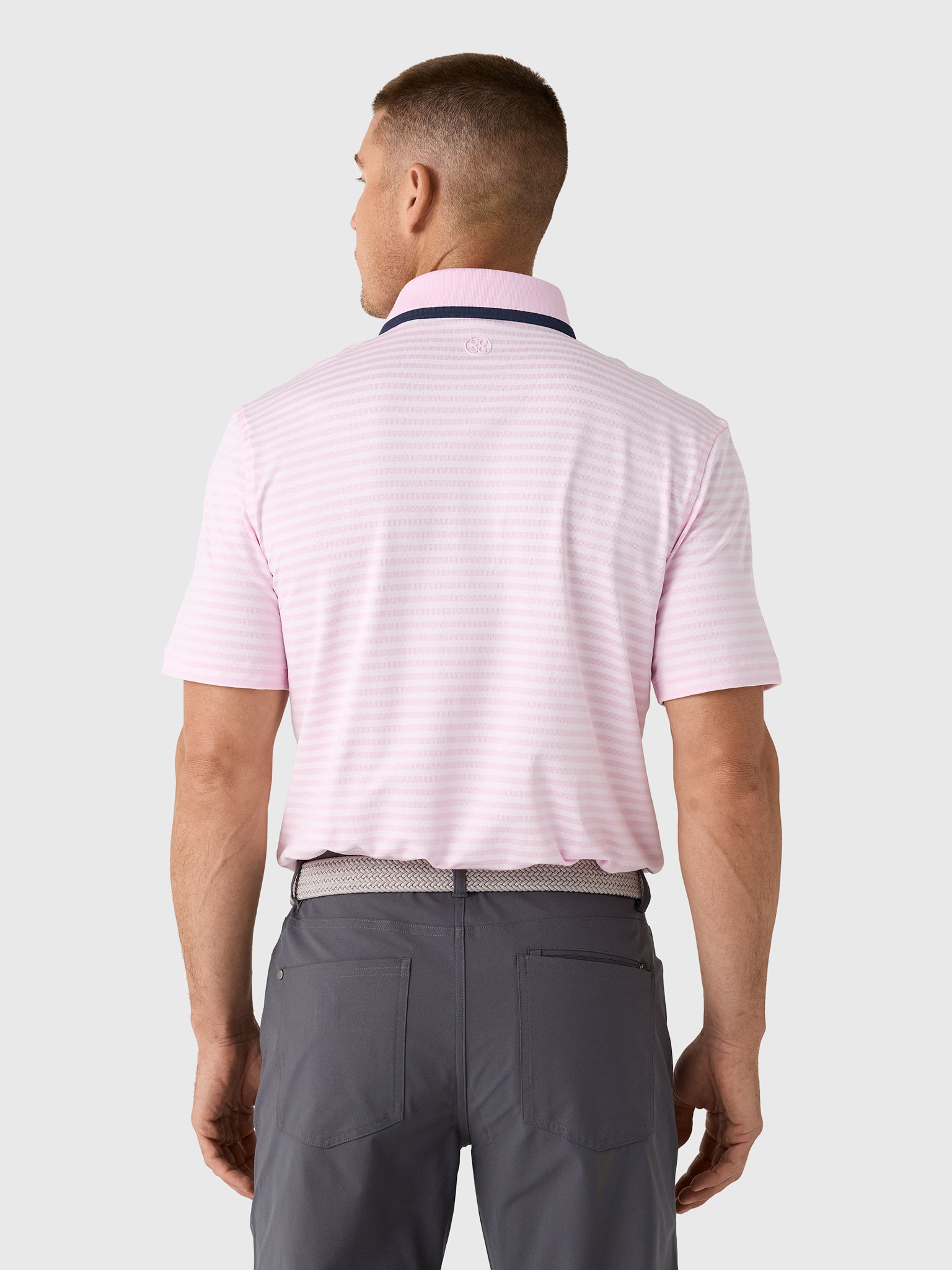 G/FORE Men's Perforated Stripe Jersey Polo - Saint Bernard