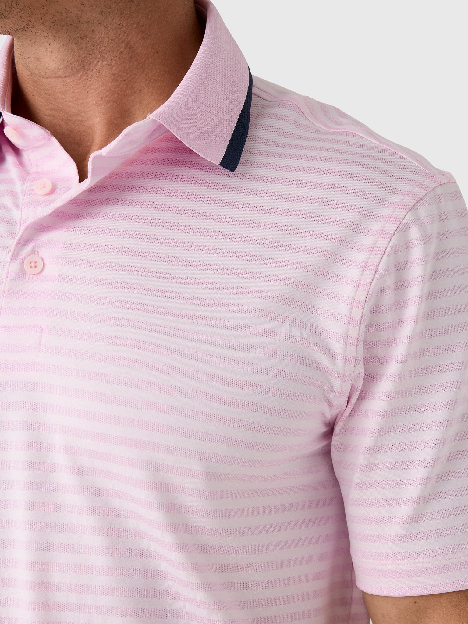 G/FORE Men's Perforated Stripe Jersey Polo - Saint Bernard
