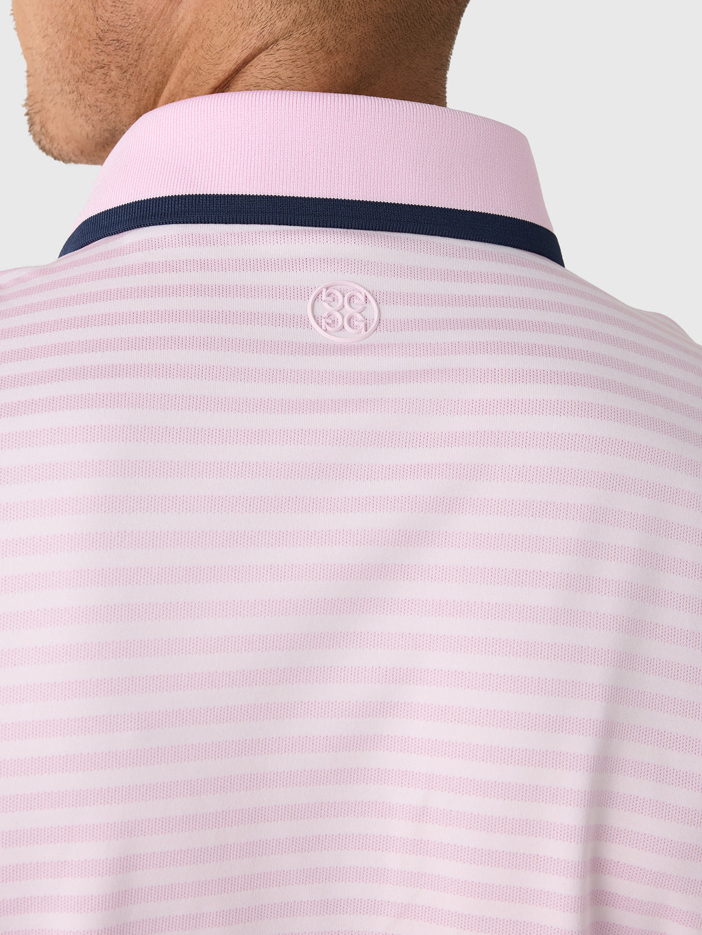 G/FORE Men's Perforated Stripe Jersey Polo - Saint Bernard
