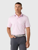 G/FORE Men's Perforated Stripe Jersey Polo - Saint Bernard