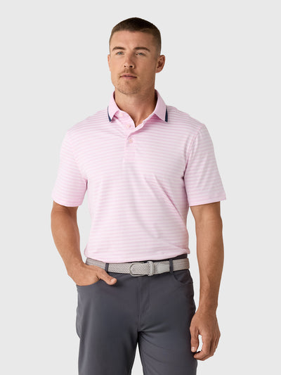 G/FORE Men's Perforated Stripe Jersey Polo - Saint Bernard