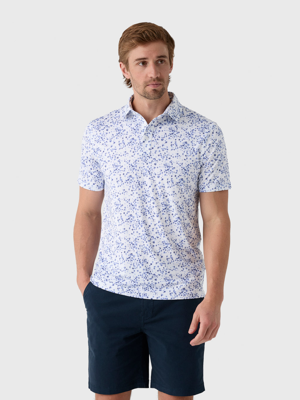 G/FORE Men's Scattered Ditzy Tech Jersey Polo - Saint Bernard
