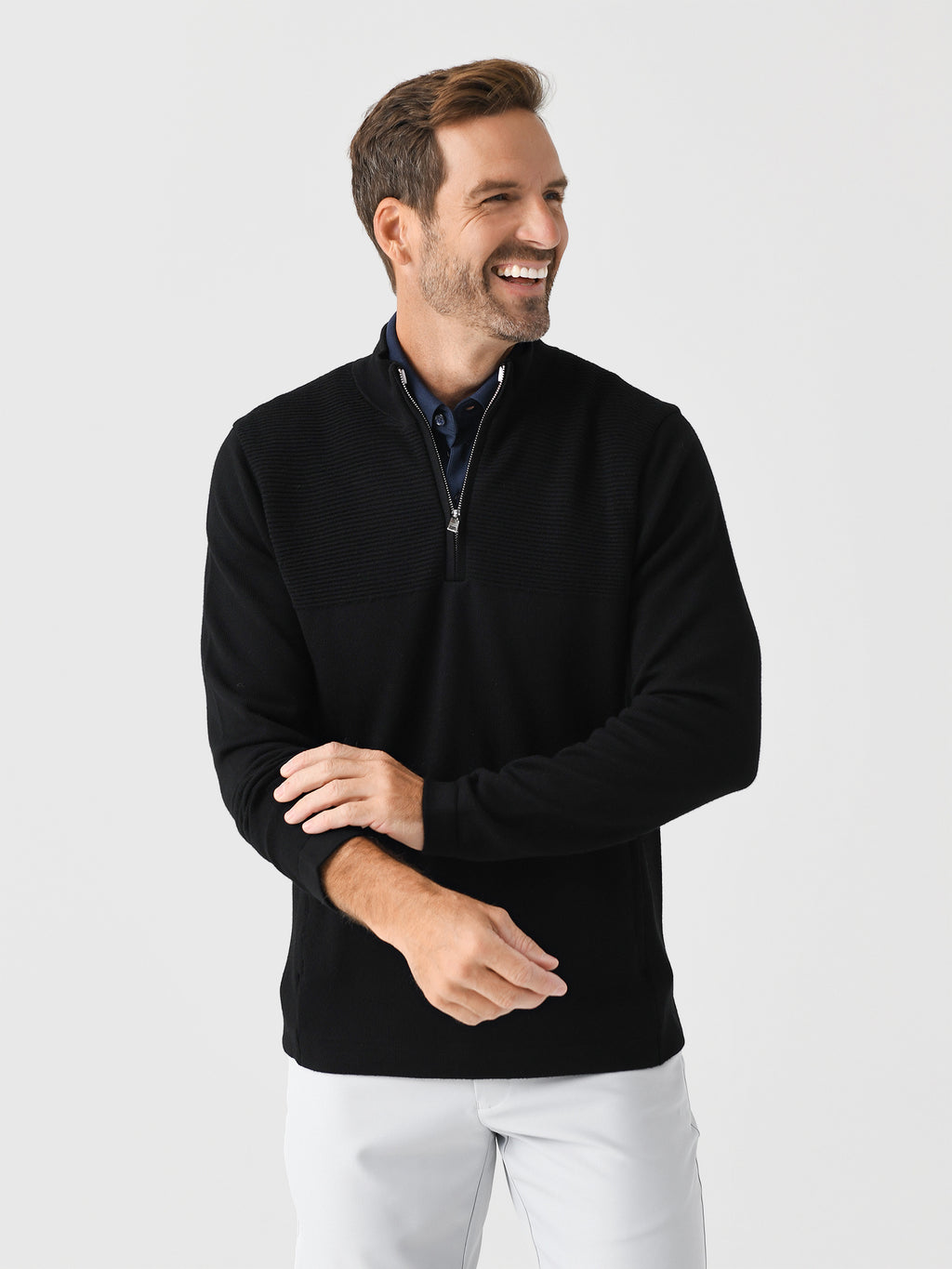 G/FORE Men's Wind Breaker Merino Wool Quarter-Zip - Saint Bernard