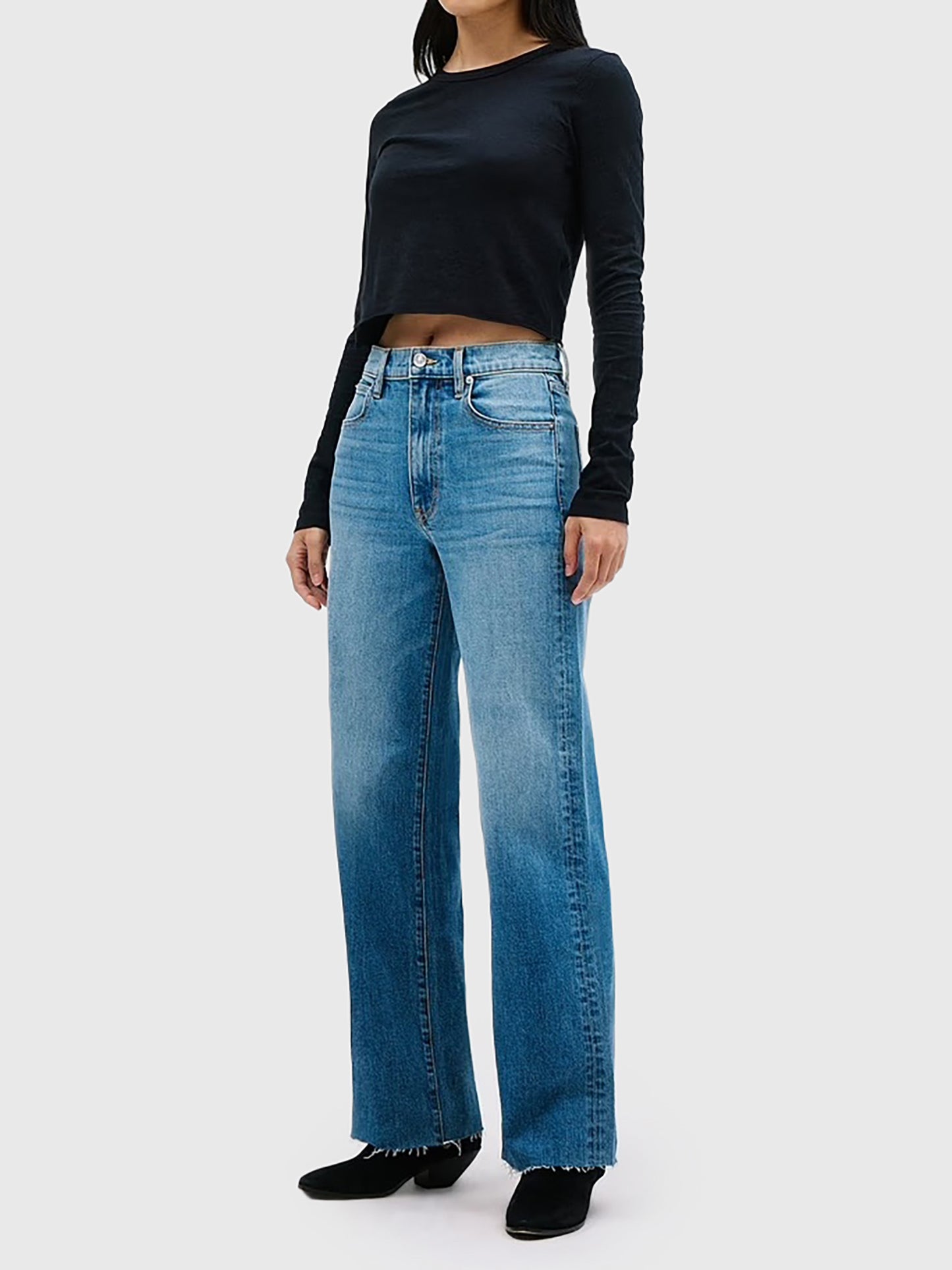 SLVRLAKE Women's Grace High Rise Wide Leg Jean - Saint Bernard