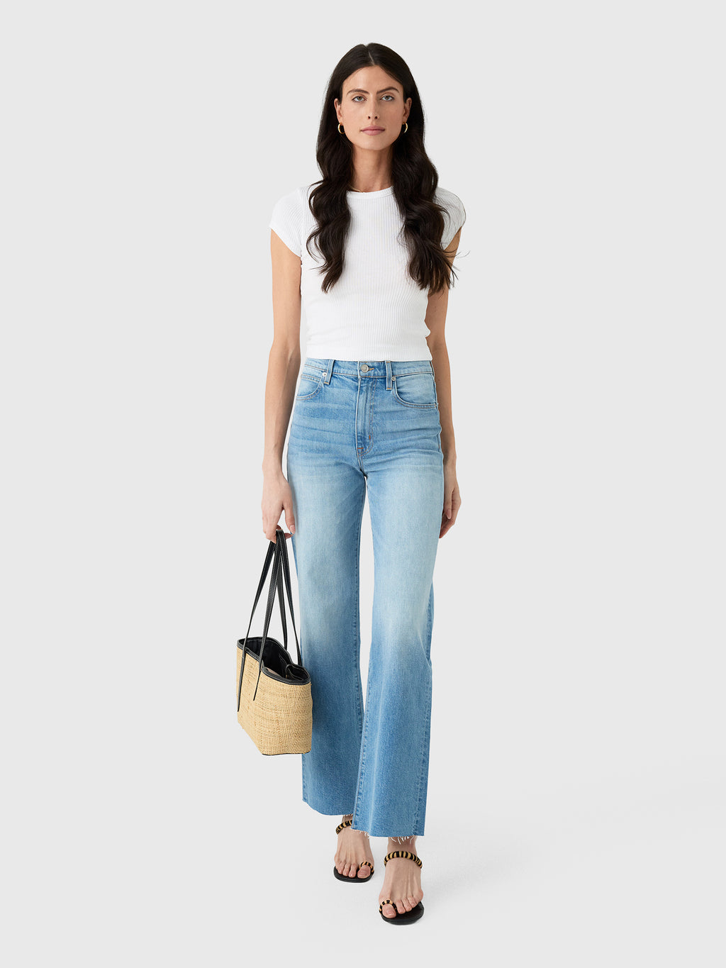 SLVRLAKE Women's Grace High Rise Wide Leg Jean - Saint Bernard