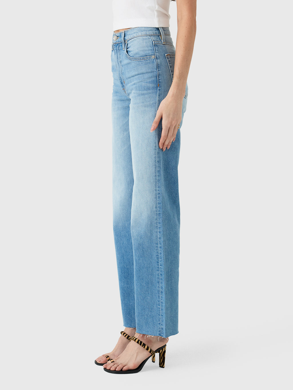 SLVRLAKE Women's Grace High Rise Wide Leg Jean - Saint Bernard