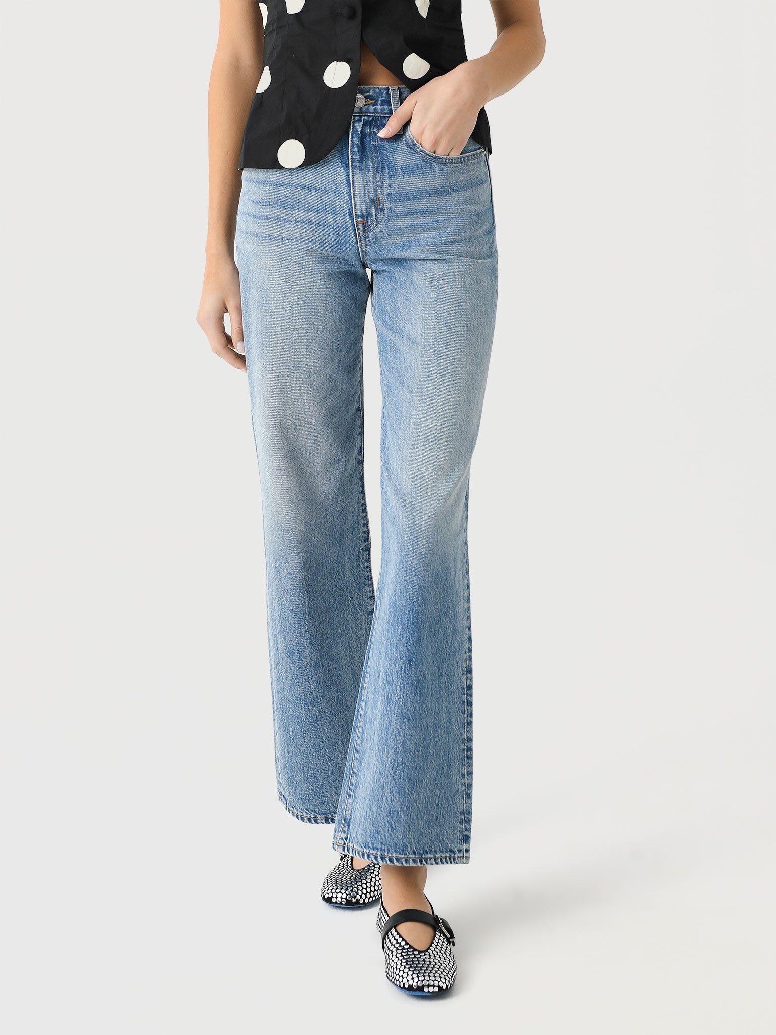 SLVRLAKE Women's Grace Wide Leg Jean - Saint Bernard