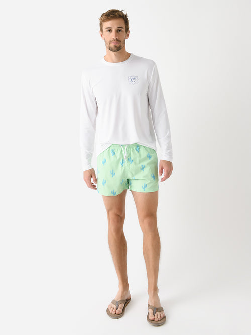 Bermies Men's Green Cactus Swim Trunk