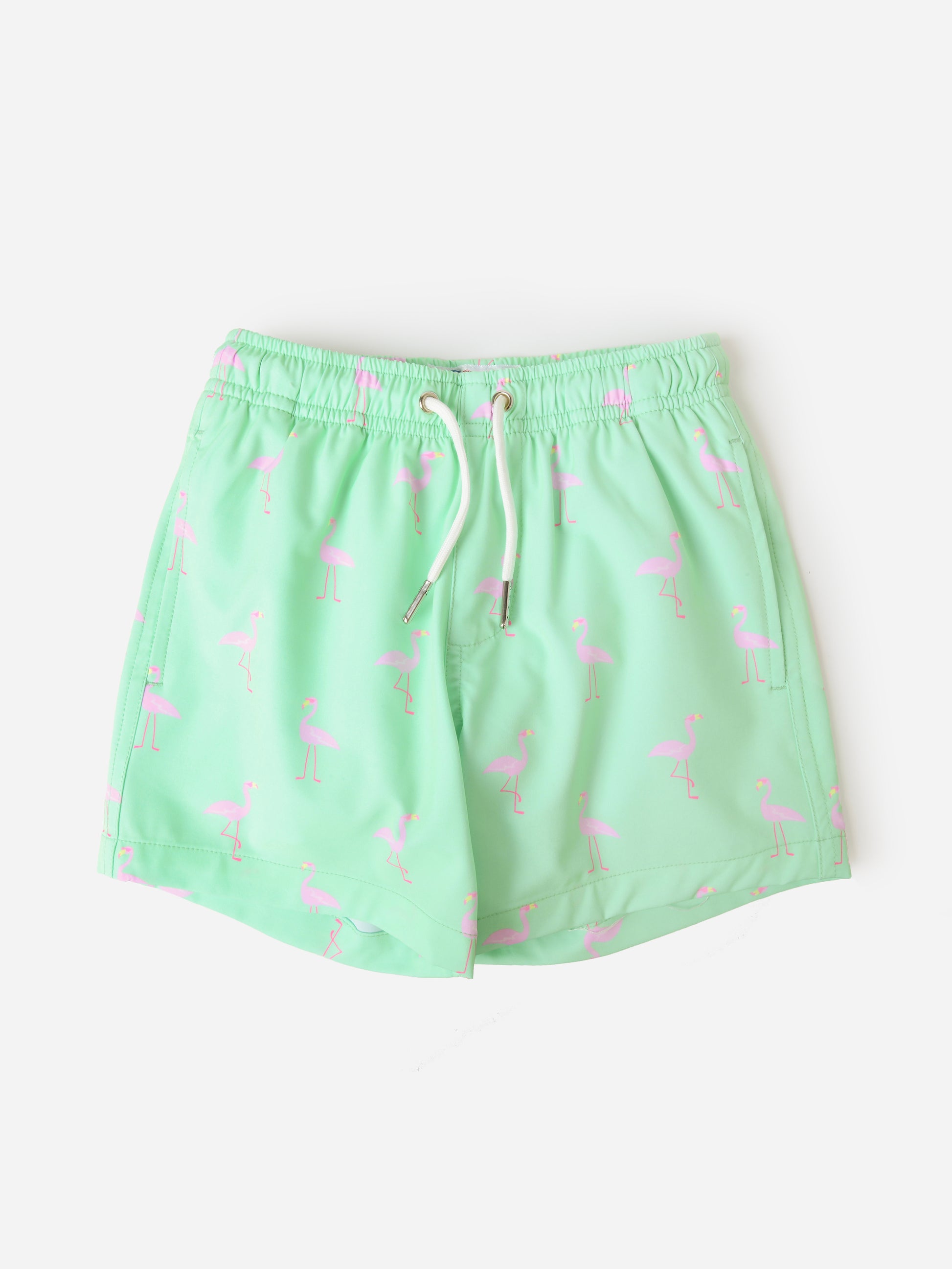 Bermies Boys' Green Flamingo Swim Trunk - Saint Bernard