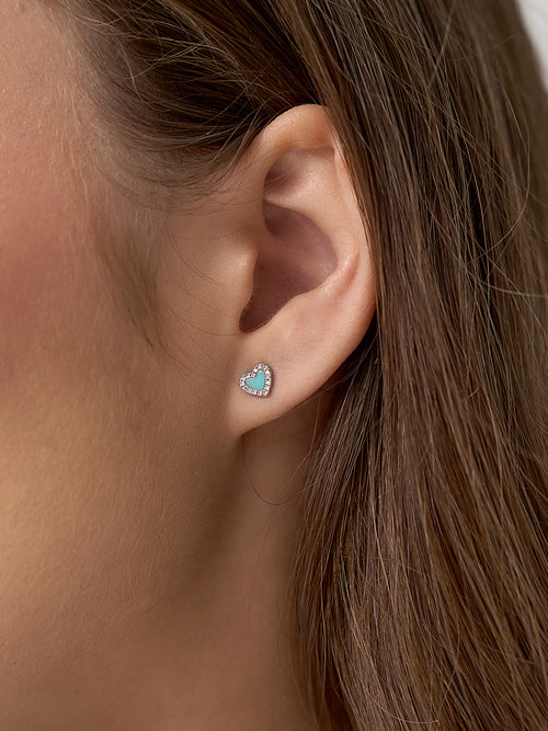 Francie B. Green Heart Stud Earrings