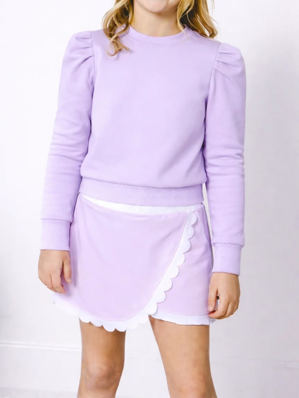 Courtside Kids Girls' Lavender Ruffle Pullover - Saint Bernard