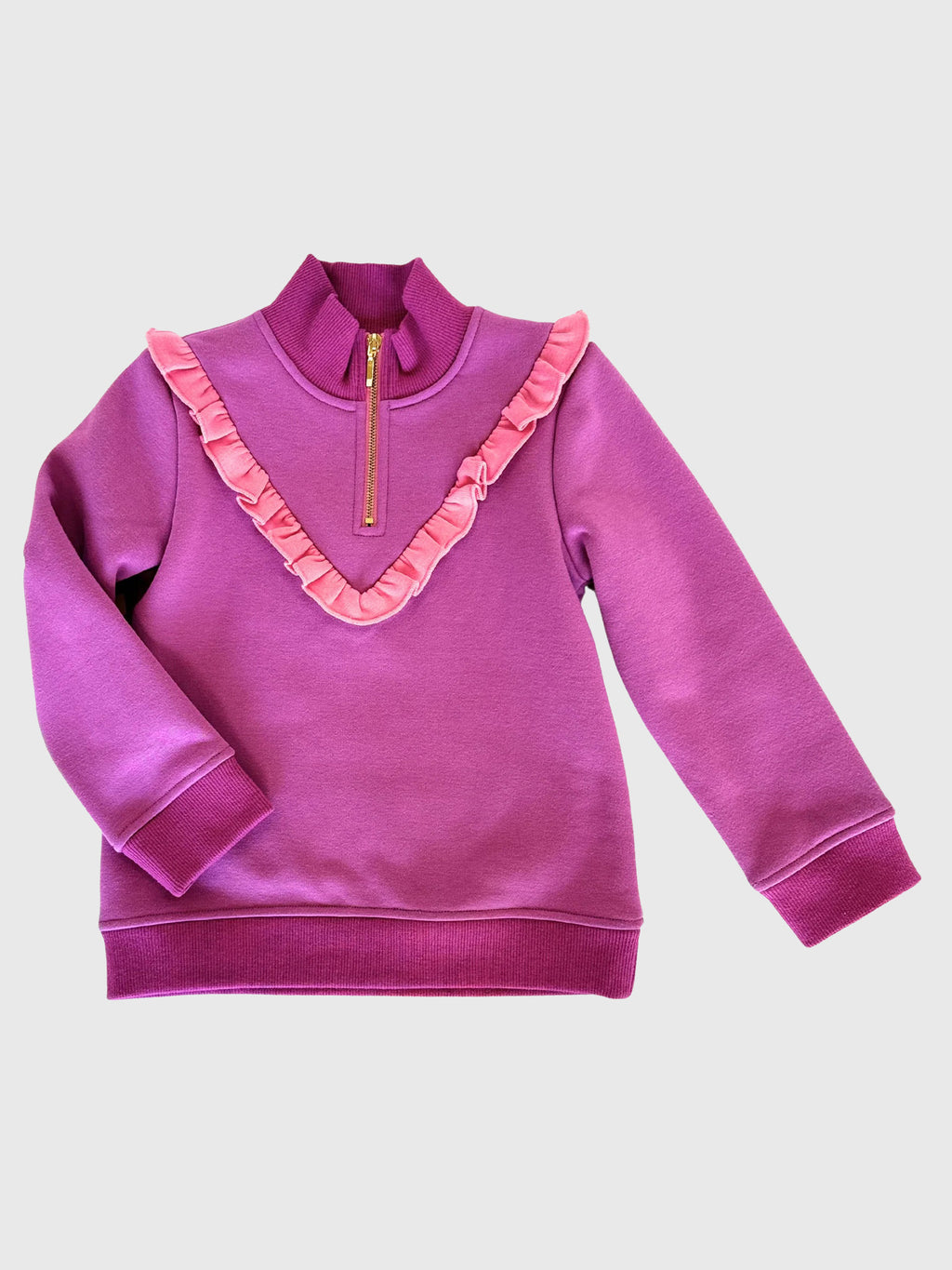 Nella June Girls' Ruffle Half-Zip - Saint Bernard