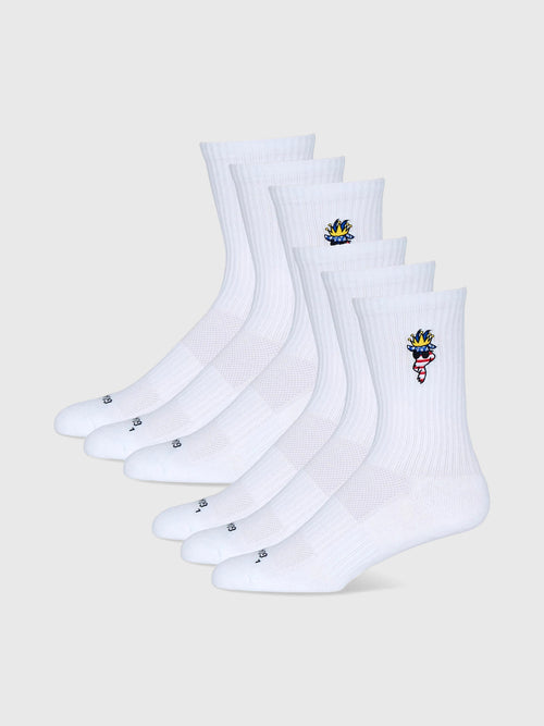 Goat USA Boys' Youth Freedom Crew 6-Pack Socks - Saint Bernard