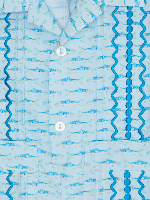 Six Honeybees Baby Boys' Guayabera Romper - Saint Bernard