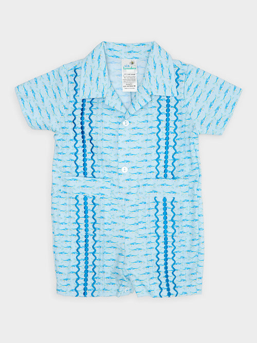 Six Honeybees Baby Boys' Guayabera Romper - Saint Bernard