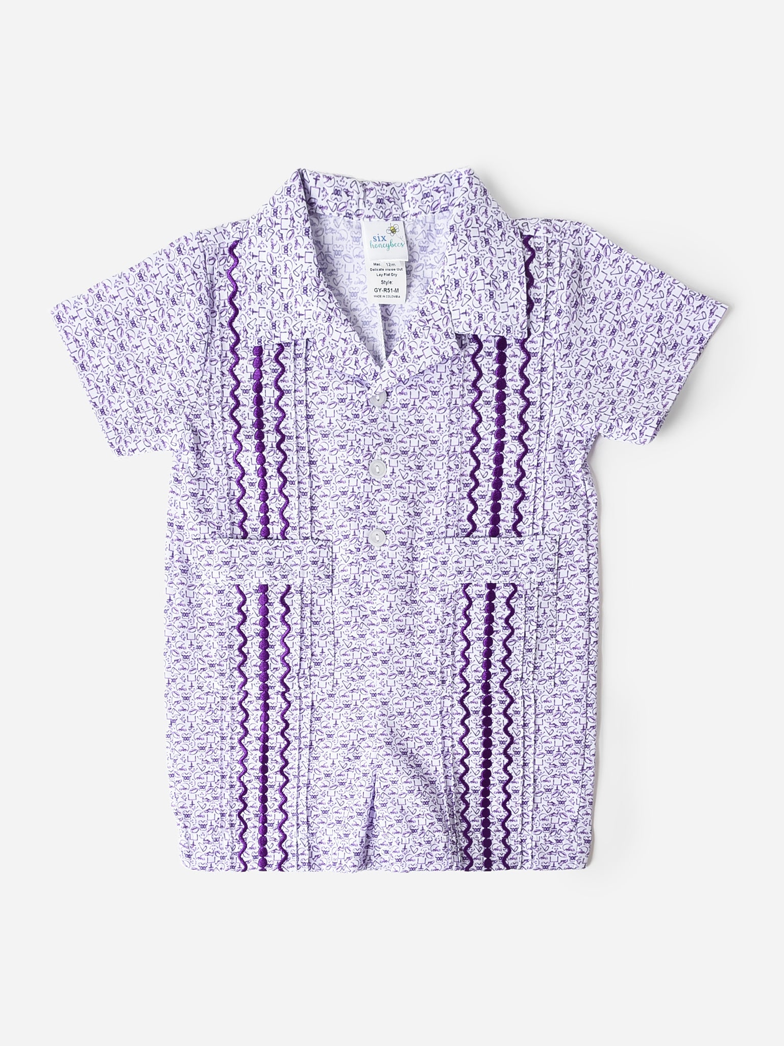 Six Honeybees Baby Boys' Guayabera Romper - Saint Bernard