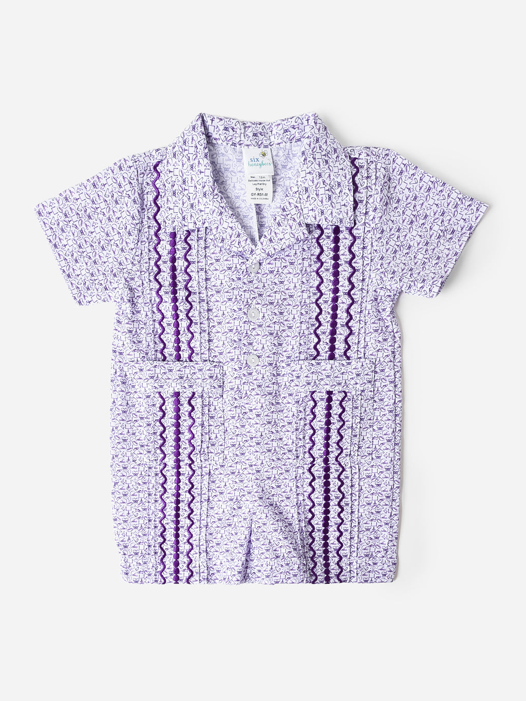 Six Honeybees Baby Boys' Guayabera Romper - Saint Bernard