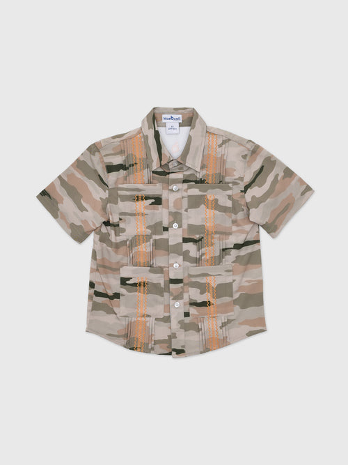 Blue Quail Boys' Short Sleeve Guayabera Shirt - Saint Bernard