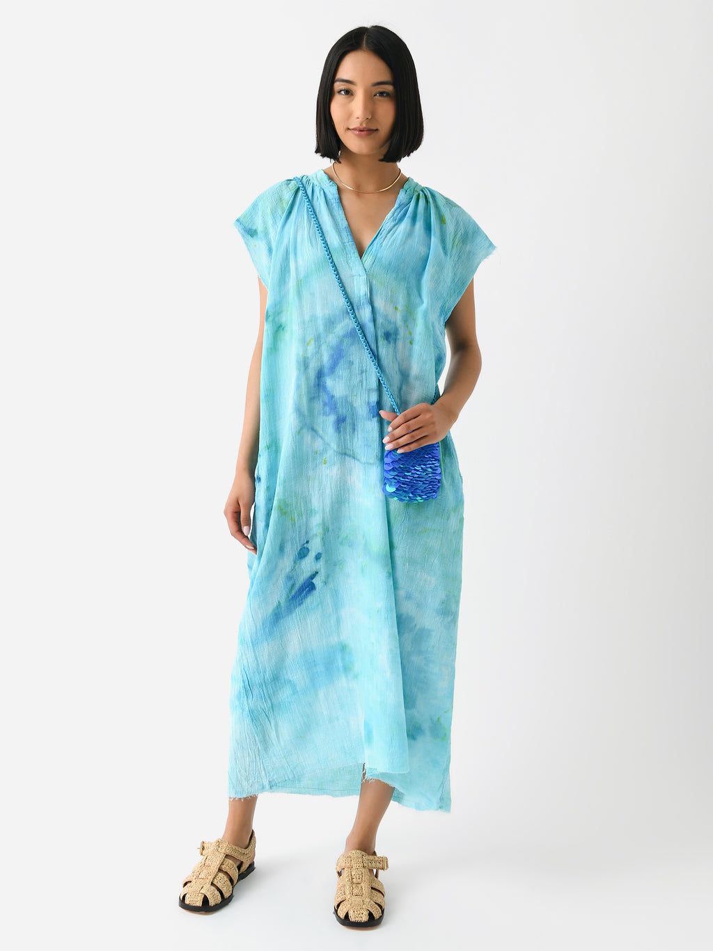 LoveTanJane Women's Gauze Peasant Maxi Dress - Saint Bernard