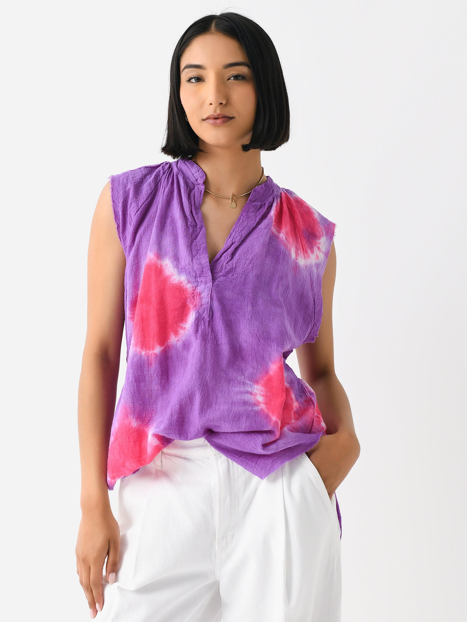 LoveTanJane Women's Gauze Peasant Top - Saint Bernard