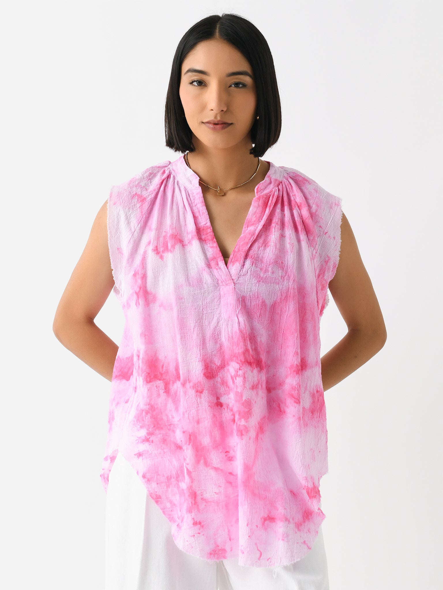 LoveTanJane Women's Gauze Peasant Top - Saint Bernard