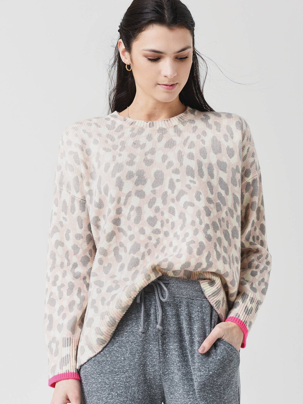 Sundry Women's Leopard Print Sweater - Saint Bernard