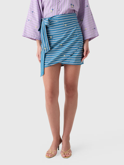 La Vie Women's Bouquet Striped Mini Wrap Skirt - Saint Bernard