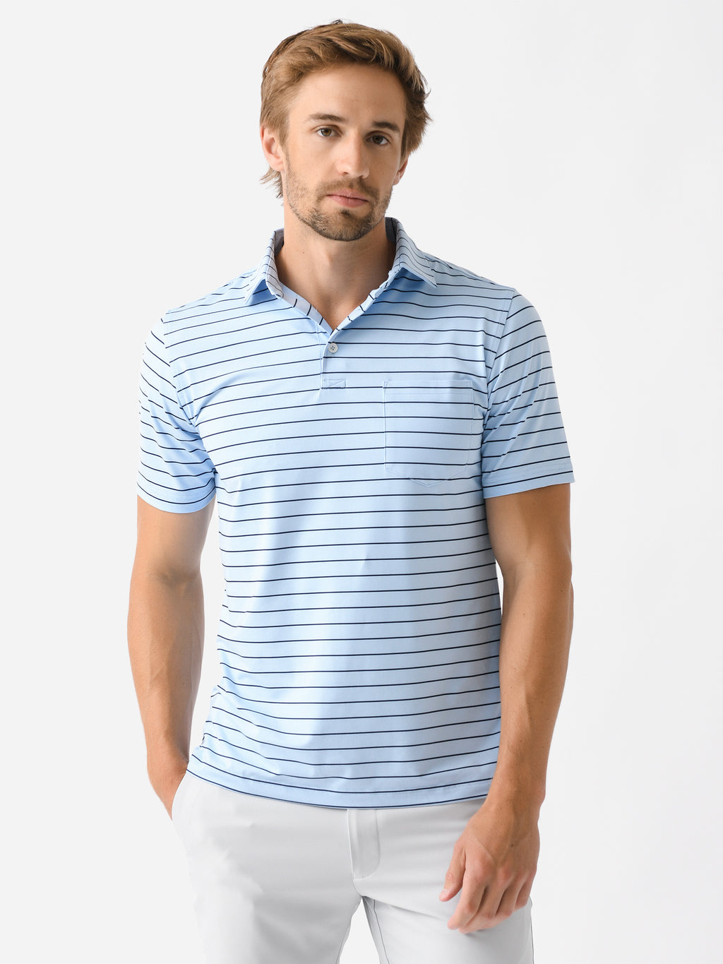 Harlestons Men's The Striped Seaside Pocket Polo - Saint Bernard