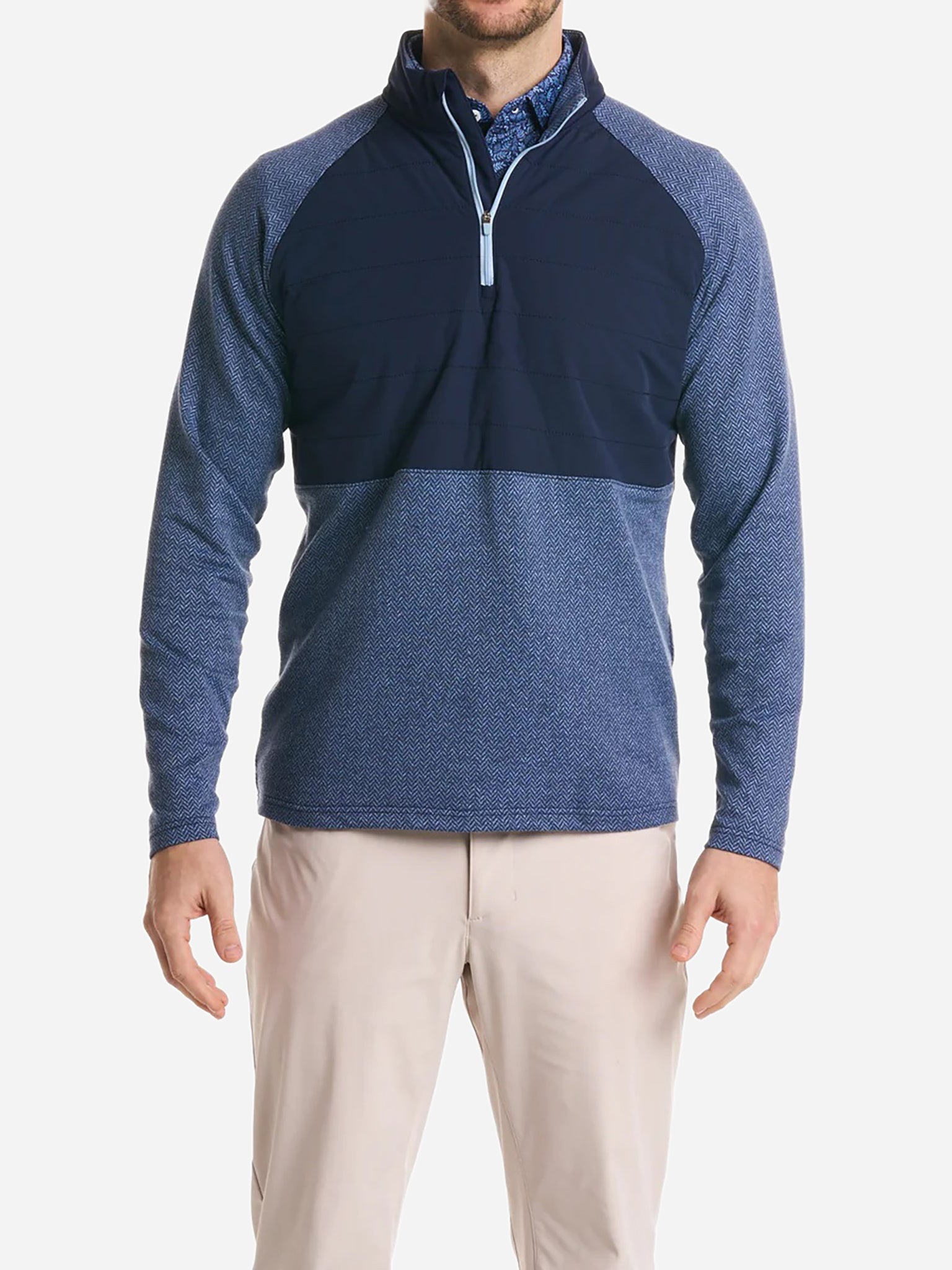 Harlestons Men's The Traveler Herringbone Quarter-Zip - Saint Bernard