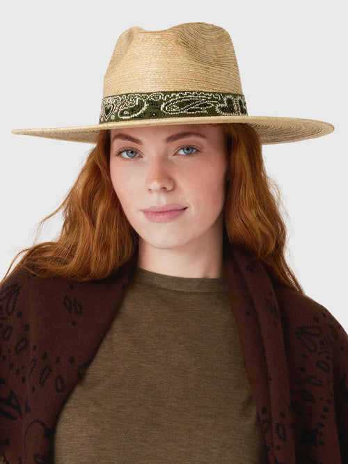 Sunshine Tienda Women's Olive Bandana Palm Hat - Saint Bernard
